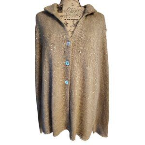 J. Jill XL Beige Sparkle Cardigan Sweater, Button Front, Grannycore Long Sleeve